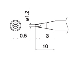 Hakko T15-D12 зрізане 1.2мм паяльне жало оригінал